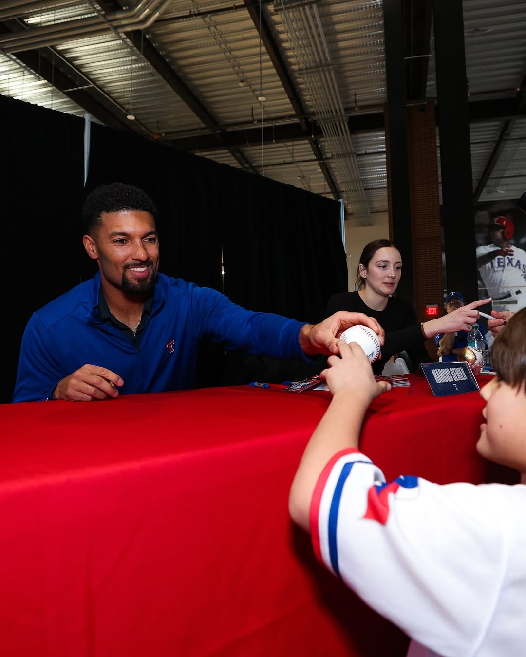 Texas Rangers superstars interact with young fans before the new baseball season begins