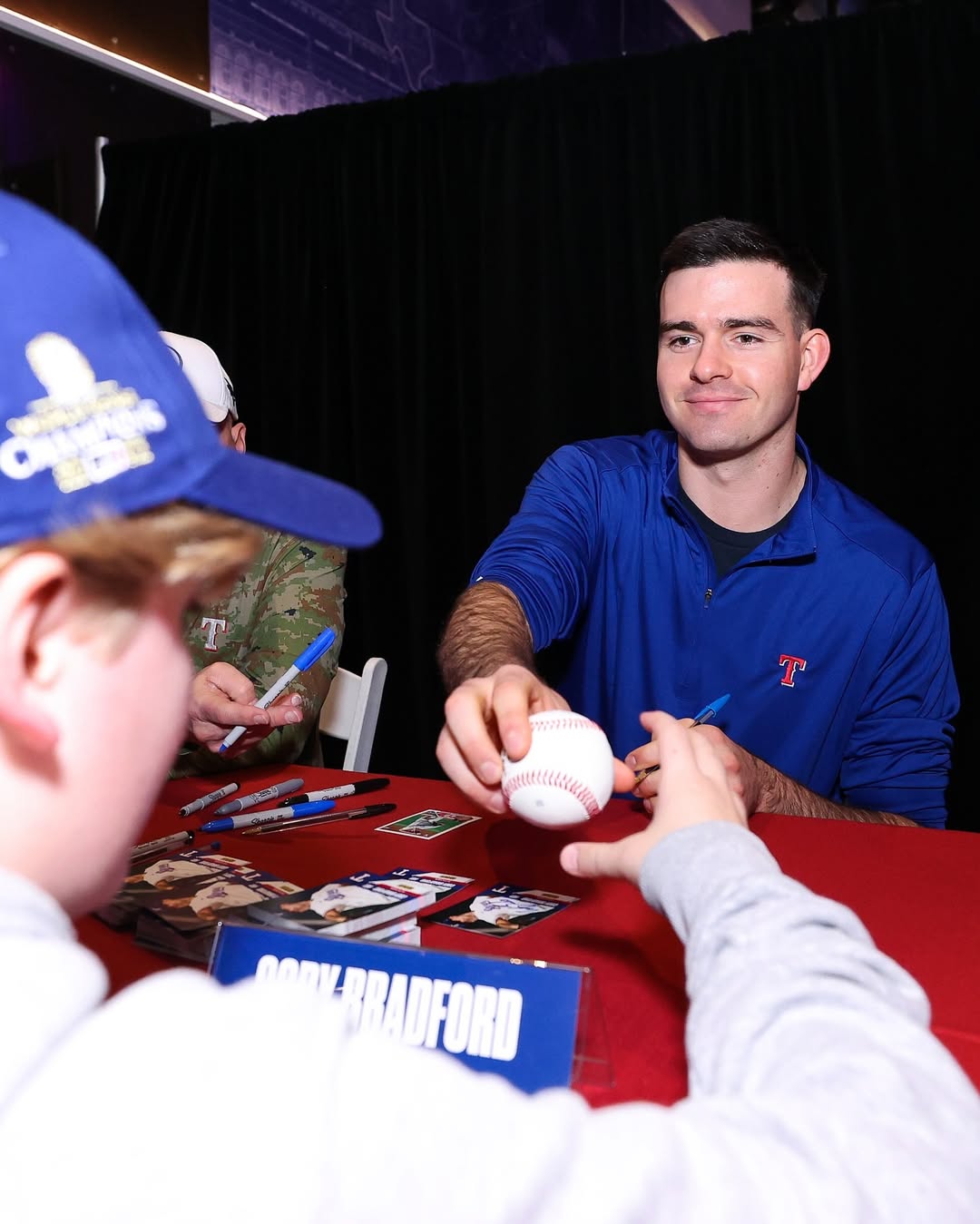 Texas Rangers superstars interact with young fans before the new baseball season begins